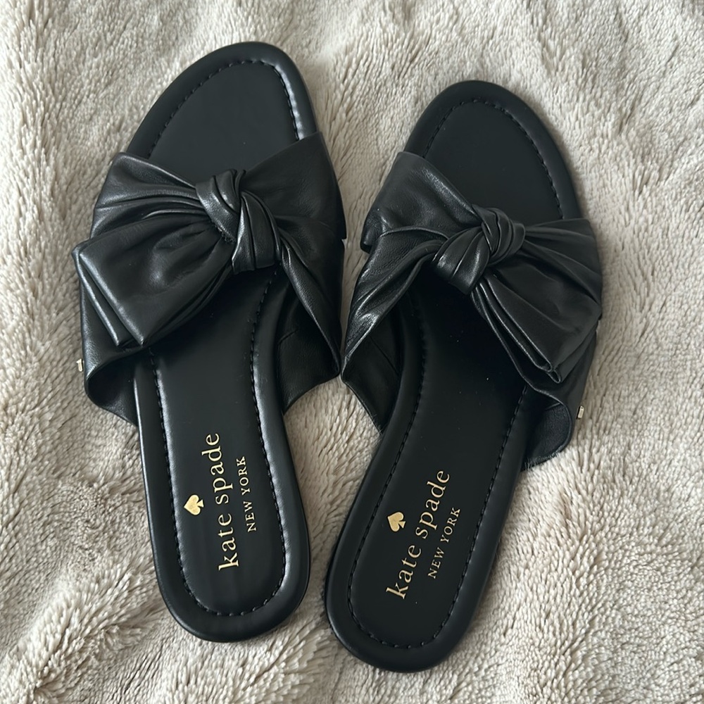 NWOT Kate Spade Marcella Sandals Flats Slides Chunky Bow Size 5.5
